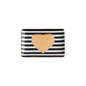 ROSANNA TOKEN OF AFFECTION STRIPED GOLD FOIL HEART CERAMIC TRINKET TRAY